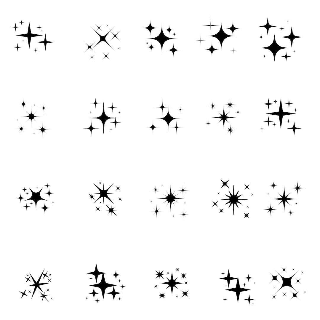 Sparkle Svg, Twinkle Star Png, Retro Star Clipart Bundle, Minimal ...