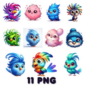 Funny Cute Bird Png Bundle, Watercolor Birds Clipart Png, Funny Birds Sublimation Png, Funny Animals Png, Digital Download