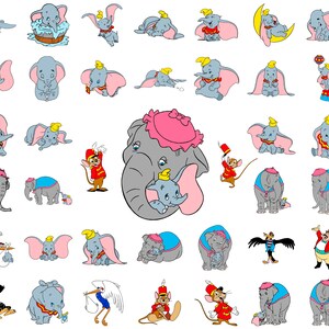 Dumbo SVG Bundle, Dumbo & Timothy Mouse Clipart, High-Quality SVG, PNG Files, Cricut Silhouette Designs, Instant Download
