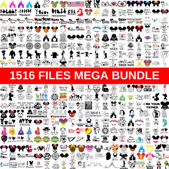 Mega Svg Bundle, Svg Cricut Cut Files, Princess, Toy Story, Lion King, Stitch Svg, Cinderella, Mouse Mega Bundle, Silhouette, Cut Files