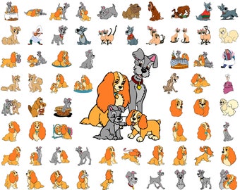 May include: A collection of cartoon images featuring a family of dogs. The images include a variety of poses and expressions, including a mother dog with her puppies, a father dog, and a puppy dog. The images are in a cartoon style and are brightly colored.