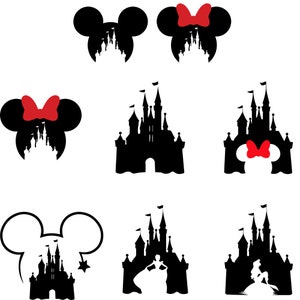 Castle svg bundle, princess svg, castle clipart, Heart Head Mickey mouse, magic kingdom svg, cut files for cricut silhouette