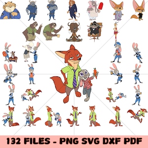 Zootopia Svg Cliparts Bundle, Zootopia Clipart Digital Download, Zoo svg, Fox svg, Rabbit Budle svg, Kids Birthday svg,Family Birthday Party