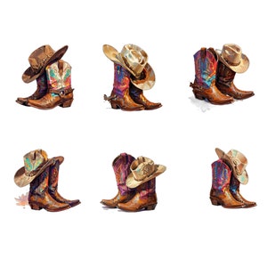 Cowboy Boots Clipart Bundle, Western PNG, Western Clipart, Sublimation, Cowboy Boots, Western Boots Clipart, Wild West Clipart, Father's Day