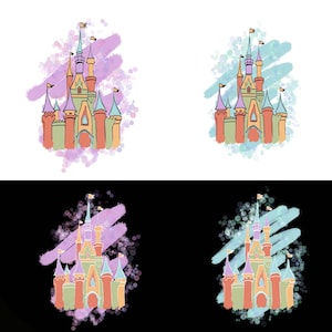 Watercolor Mouse Castle Png Bundle, Mouse Ear Castle Png, Retro Colorful Castle Png, Sublimation Design Png, Magic Kingdom Png, Sublimation