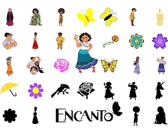 Paquete de imágenes prediseñadas inspiradas en Encanto para manualidades (SVG), elementos de Mirabel Bruno Antonio, imprimibles de personajes adorables, descarga digital