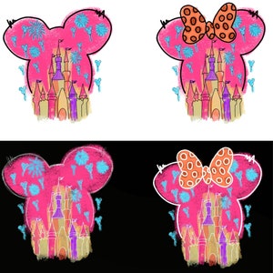 Watercolor Mouse Castle Png Bundle, Mouse Ear Castle Png, Retro Colorful Castle Png, Sublimation Design Png, Magic Kingdom Png, Sublimation