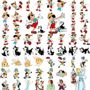 Pinocchio 250 clipart bundle, Pinocchio svg cut files for Cricut, Silhouette, Pinocchio svg, png, Geppetto Png, instant download
