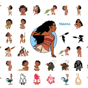 Moana SVG Bundle, 50+ Moana Clipart SVG & PNG Files,Tropical Adventure Designs Including Fish for Cricut Silhouette,Instant Digital Download