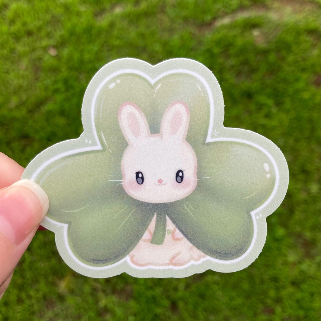Shamrock Rabbit Shamrock Bunny Sticker – Lucky Rabbit, Waterproof Vinyl - Etsy