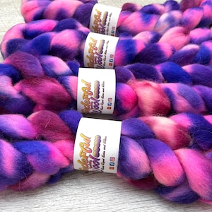 100g Cheviot hand dyed fibre combed tops. UK roving wool