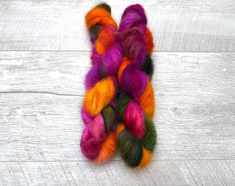 50g Hand dyed Brushed Suri yarn 4ply fingering UK