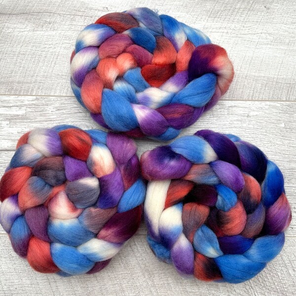 100g corriedale hand dyed fibre combed tops roving UK