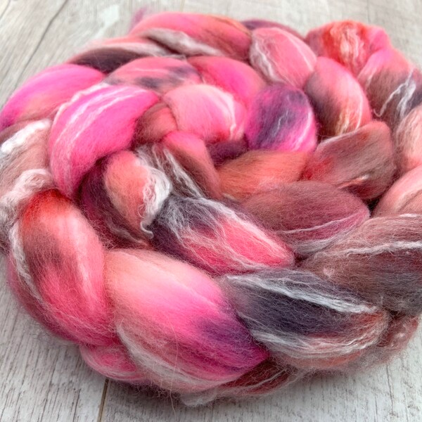 100g merino bamboo hand dyed fibre combed tops. UK