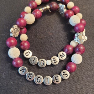 Texas A&M, Bracelets, Aggies Bracelet, Gig Em Bracelet, White and Maroon Bracelet, Whoop, Alumni Bracelet, Gifts for College Students