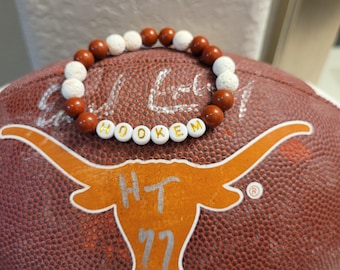 University of Texas Bracelet, Game Day Braclet, Hookem Horns Bracelet, Burnt Orange, Texas Longhorns, College colors, Stackable Bracelet