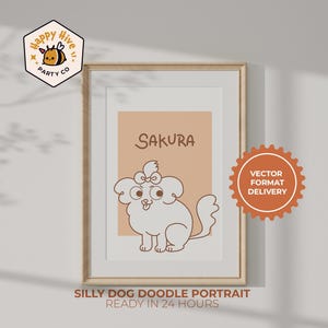Retrato vectorial en forma de doodle de perro tonto, regalo para los amantes de los perros