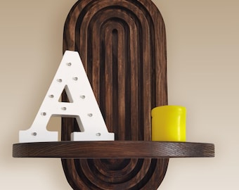 Wall  Floating Shelf Wood, Mid-Century Modern,  Mid Century Modern Hanging Shelves, Arched Shelf for crystals, wall decor, dopamine decor