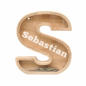 Cofrinho personalizado para crianças, presente de natal, letras, nome personalizado, cofrinho, caixa de dinheiro, aniversário, madeira, alfabeto, letras, banco personalizado