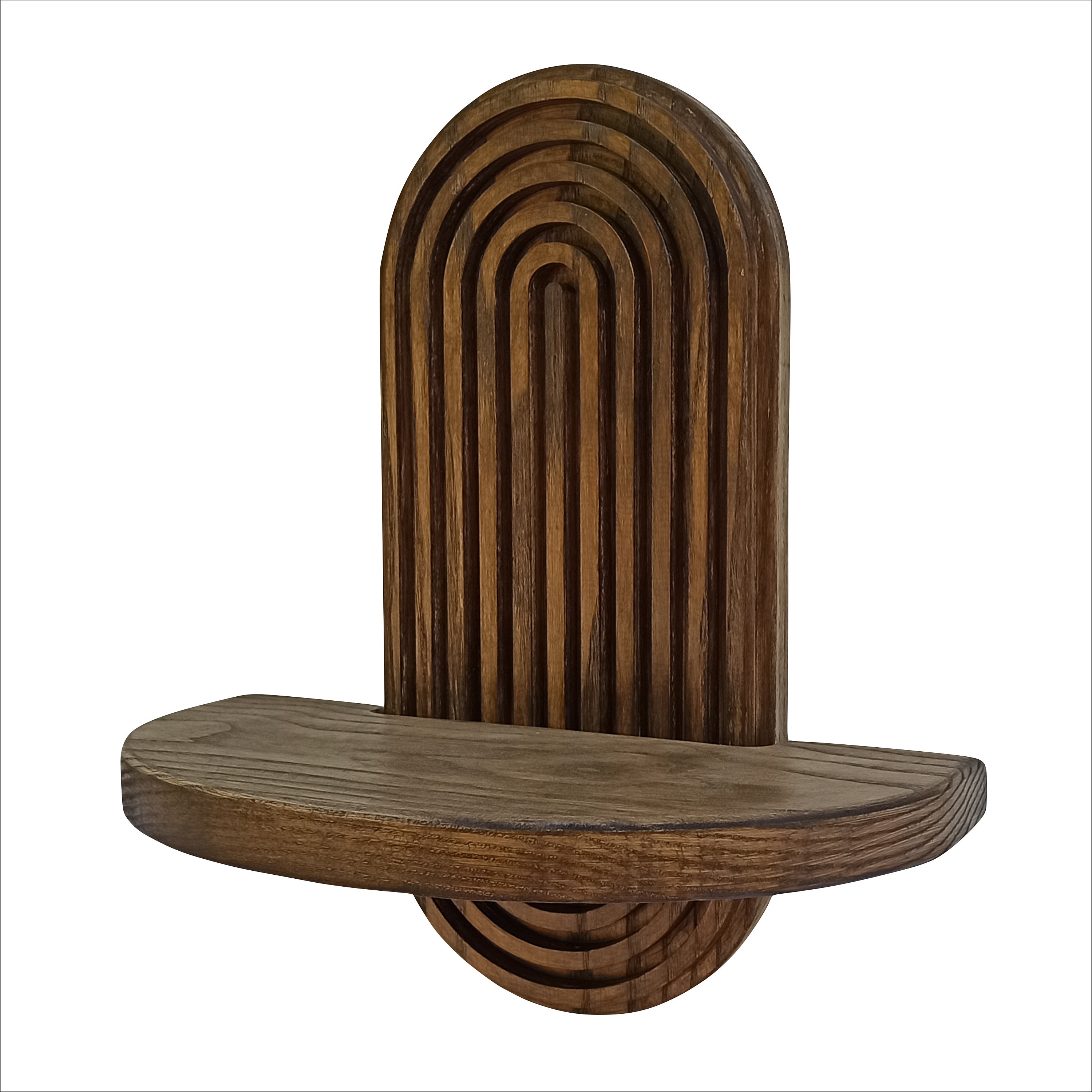 Natural Wooden Wall Flower Shelf With Arched Design, Arched Wall Wood ...