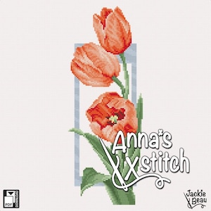 Tulips - Floral cross stitch design PDF pattern instant download embroidery
