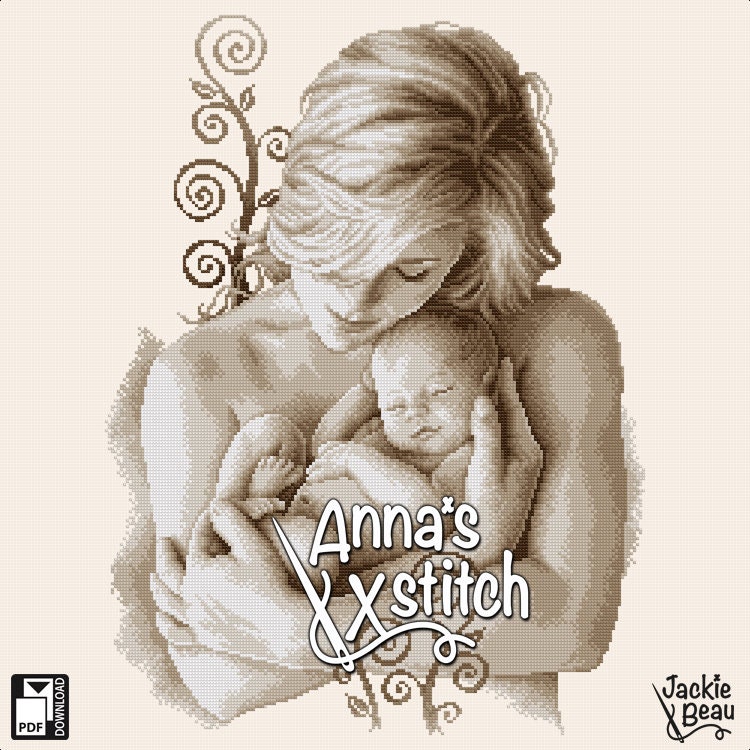 Motherhood - Cute baby cross stitch pattern PDF instant download xstitch Jackie Beau design