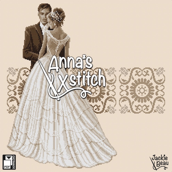 Long Wedding Dress - Romantic Cross Stitch Design With Love Theme Instant  PDF Xstitch Jackie Beau Pattern - Etsy Israel