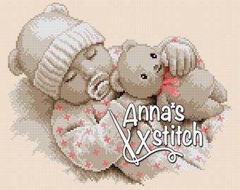 Sleeping baby II - Cute baby cross stitch pattern PDF instant download xstitch Jackie Beau design