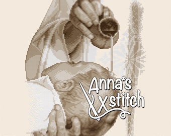 Baptism - Religious cross stitch design with religious theme instant PDF download xstitch pattern