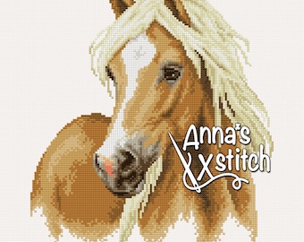 Haflinger horse - Pet cross stitch pattern featuring a domestic animal PDF instant download Jackie Beau design