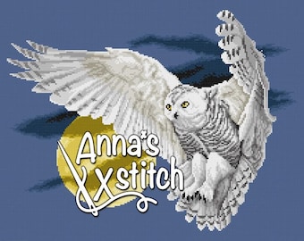 White owl - Colorful bird cross stitch pattern PDF instant download xstitch Jackie Beau chart