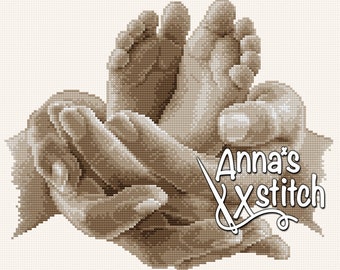 Two little feet - Cute baby cross stitch pattern PDF instant download xstitch Jackie Beau design