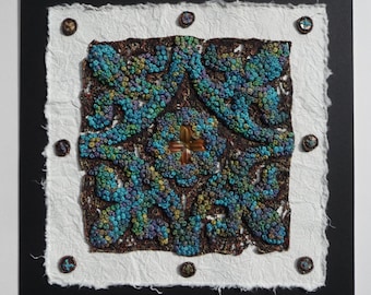 PDF Textile Art: Mediaeval Tile Panel Tutorial Project, contemporary hand embroidery with mixed media