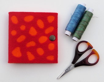 Needle book / Sewing Needle Case - felt, needle felted, bright spotty tropical fish pattern