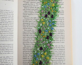 Wildflowers bookmark: textile art, free machine embroidery