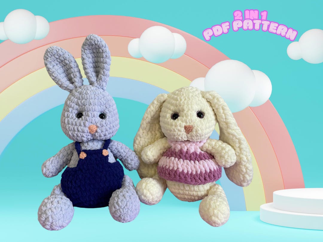 Bunny Crochet Pattern, 2 in 1 Crochet Bunny, Amigurumi Easter Plush ...