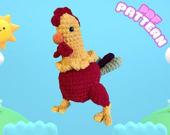 Modèle au crochet de coq, modèle de poulet au crochet, modèle au crochet Amigurumi