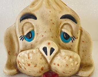 Vintage 1960's ceramic puppy dog bed side eyeglass holder kitschy glasses novelty mid century modern