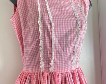 Vintage 50’s pink gingham dress Marilyn Monroe S M 34-25-54 cotton Betty Draper summer spring picnic cottagecore