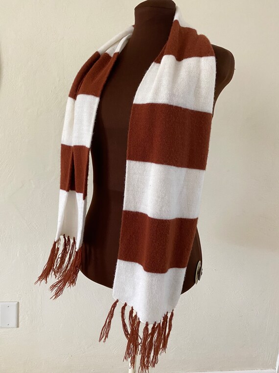 Vintage 60’s - 70’s brown and white striped 60” l… - image 5