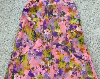 Rare true vintage 60’s volup mod floral tank strap a-line tent dress w pockets XXL 1X 2X 3X plus size muumuu psychedelic pink