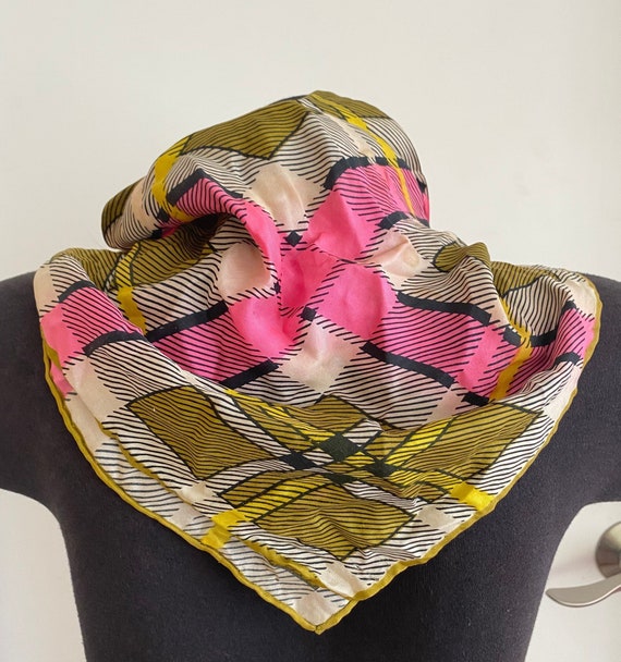 Vintage 50’s pink golden plaid zipper scarf mod r… - image 6