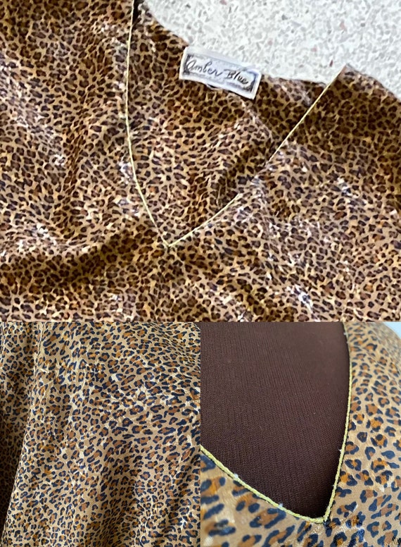 Vintage 80’s plus size silky leopard print satin … - image 8