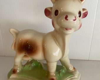 Vintage 40’s Ceramic Milky the Cow figurine kitschy kitchen decor MCM mod kitsch country decor