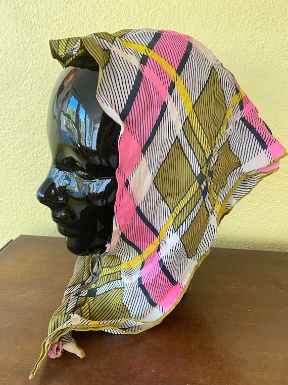 Vintage 50’s pink golden plaid zipper scarf mod r… - image 1