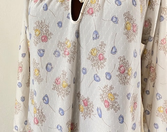 Vtg 50’s - 60’s plus size floral poly sweeping 3/4 sleeve glam night tent nightgown pin up retro OSFA 52-76-90 lingerie pajama dress