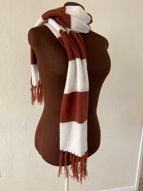 Vintage 60’s - 70’s brown and white striped 60” l… - image 7