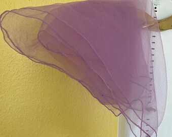 Vintage 50’s/60’s sheer purple nylon square scarf mod retro glam pin up MCM boho 26 x 27 lavender
