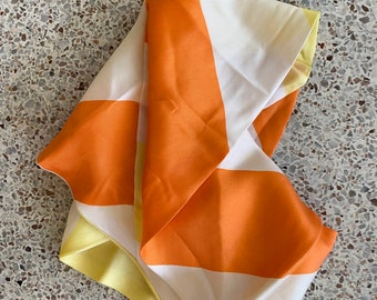 Vintage 60s Echo Silk Scarf, Orange Geometric Print, Made in Japan