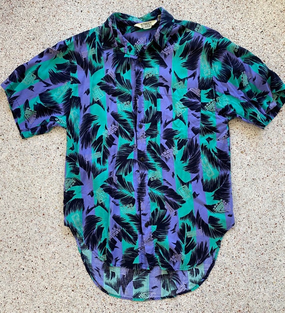 Vtg 70’s - 80’s rad aloha Hawaiian geometric stri… - image 1